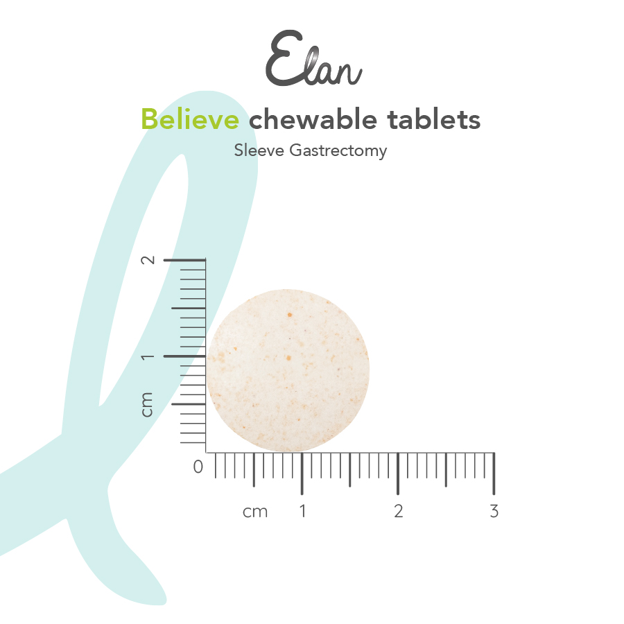 Elan Believe Chewable Tablets afmetingen
